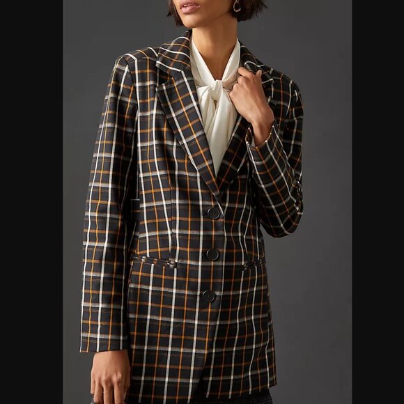 Maeve Oversized Plaid Equestrian Blazer - Picture 1 of 9